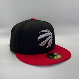 Toronto Raptors New Era 59fifty Fitted Hat Cap Black Silver Red Men's Sz 7 5/8